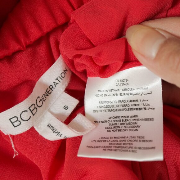 BCBGeneration Tomato Red Nautical Mini Strapless Dress - Picture 7 of 9